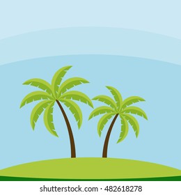 Palm trees with sky vector background