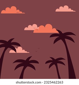 Palm Trees Sky View Icon Vector Design.