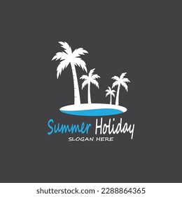 Palm Trees Summer Holidays Logo Design Vector Template Illustration