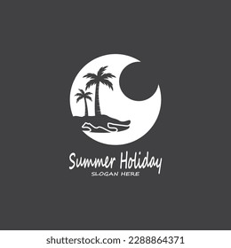 Palm Trees Summer Holidays Logo Design Vector Template Illustration
