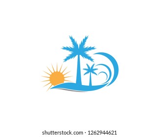Palm trees summer logo design vector
