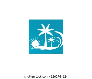 Palm trees summer logo design vector