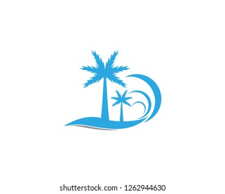 Palm trees summer logo design vector
