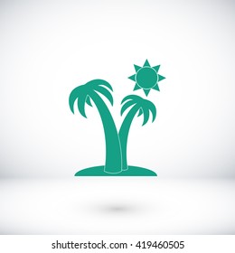 Palm trees and sun icon