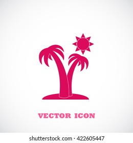 Palm trees and sun icon