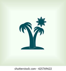 Palm trees and sun icon