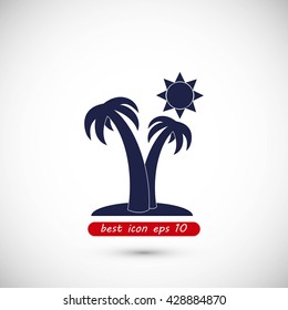 Palm trees and sun icon