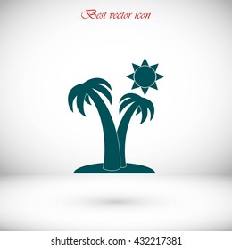 Palm trees and sun icon