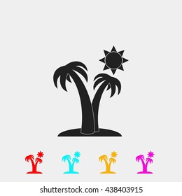 Palm trees and sun icon