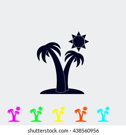 Palm trees and sun icon