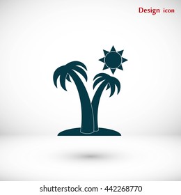 Palm trees and sun icon