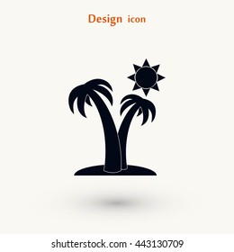 Palm trees and sun icon