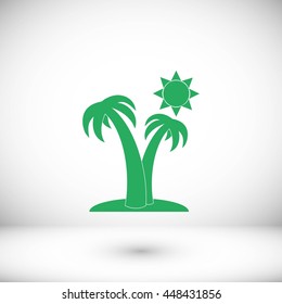 Palm trees and sun icon