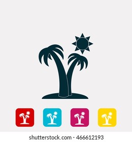 Palm trees and sun icon