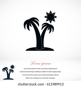 Palm trees and sun icon, flat design best vector icon