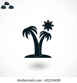 Palm trees and sun icon, flat design best vector icon