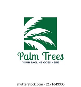 palm trees sun logo icon vector template.