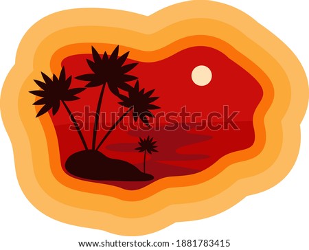 Palm trees in the sunset ,illustration, vector on white background.