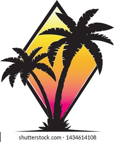 Palm Trees with Sunset Tropical Design