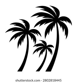 Palm Trees Swaying in Wind Silhouette representing palm trees swaying in wind, suitable for clean vector graphics, signage, presentations, web design, and commercial projects