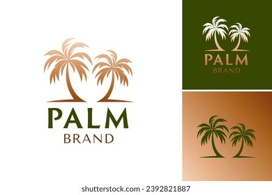 El logo de la palmera de palmeras diseño ilustrativo vectorial adecuado para complejos de playa, agencias de viajes, eventos de verano y cualquier negocio o producto de temática tropical.