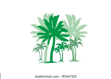 palm trees tropical design element green icon sign symbol vector for web and print