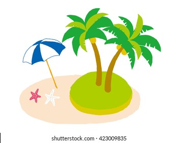 Palm trees and tropical flower vector pattern background
