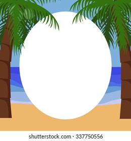 Palm trees tropical ocean background for text, simple vector