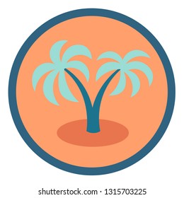 Palm trees vector icon in a round frame 