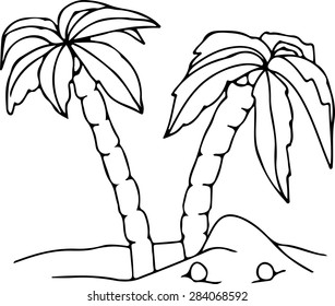Palm trees vector illustration. Black and white