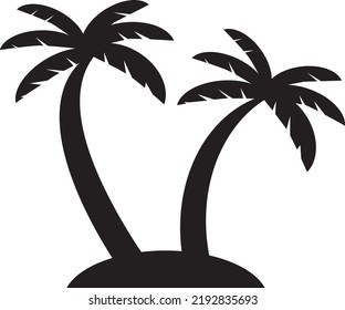 
Palm trees, vector illustration. Two black palm trees on a white background.