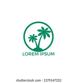 Palm trees vector logo design.Island and beach logo design. Summer holidays and travel logo concept.