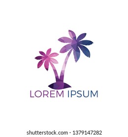 Palm trees vector logo design.Island and beach logo design. Summer holidays and travel logo concept.