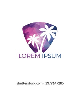 Palm trees vector logo design.Island and beach logo design. Summer holidays and travel logo concept.