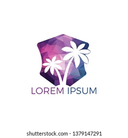 Palm trees vector logo design.Island and beach logo design. Summer holidays and travel logo concept.