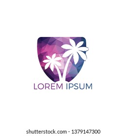 Palm trees vector logo design.Island and beach logo design. Summer holidays and travel logo concept.