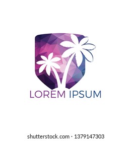 Palm trees vector logo design.Island and beach logo design. Summer holidays and travel logo concept.