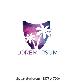 Palm trees vector logo design.Island and beach logo design. Summer holidays and travel logo concept.