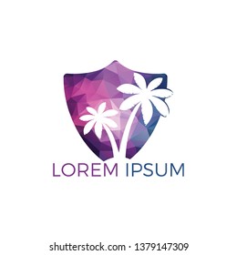 Palm trees vector logo design.Island and beach logo design. Summer holidays and travel logo concept.