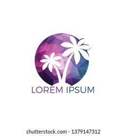 Palm trees vector logo design.Island and beach logo design. Summer holidays and travel logo concept.