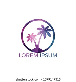 Palm trees vector logo design.Island and beach logo design. Summer holidays and travel logo concept.