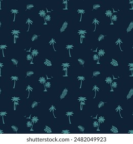 Palm trees vector pattern, seamless background, trendy print for clothes