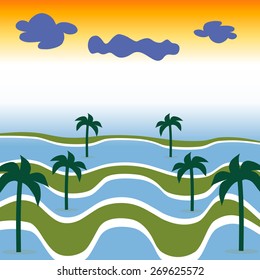 Palm trees in watter