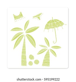 palm trees,swimsuit and coconuts