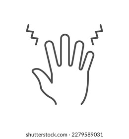 Palm trembling line outline icon