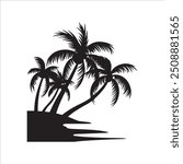 palm tress and water silhouette vector