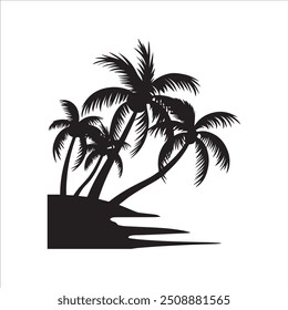 palm tress and water silhouette vector