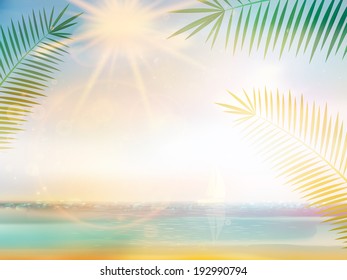 Palm and tropical beach design template. EPS10