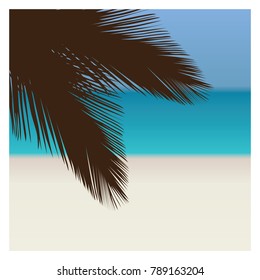 palm and tropical beach, vector
