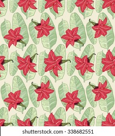 Palm Tropical leaf flower pattern